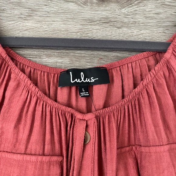 Lulus burnt orange off the shoulder utility dress large - Picture 6 of 9